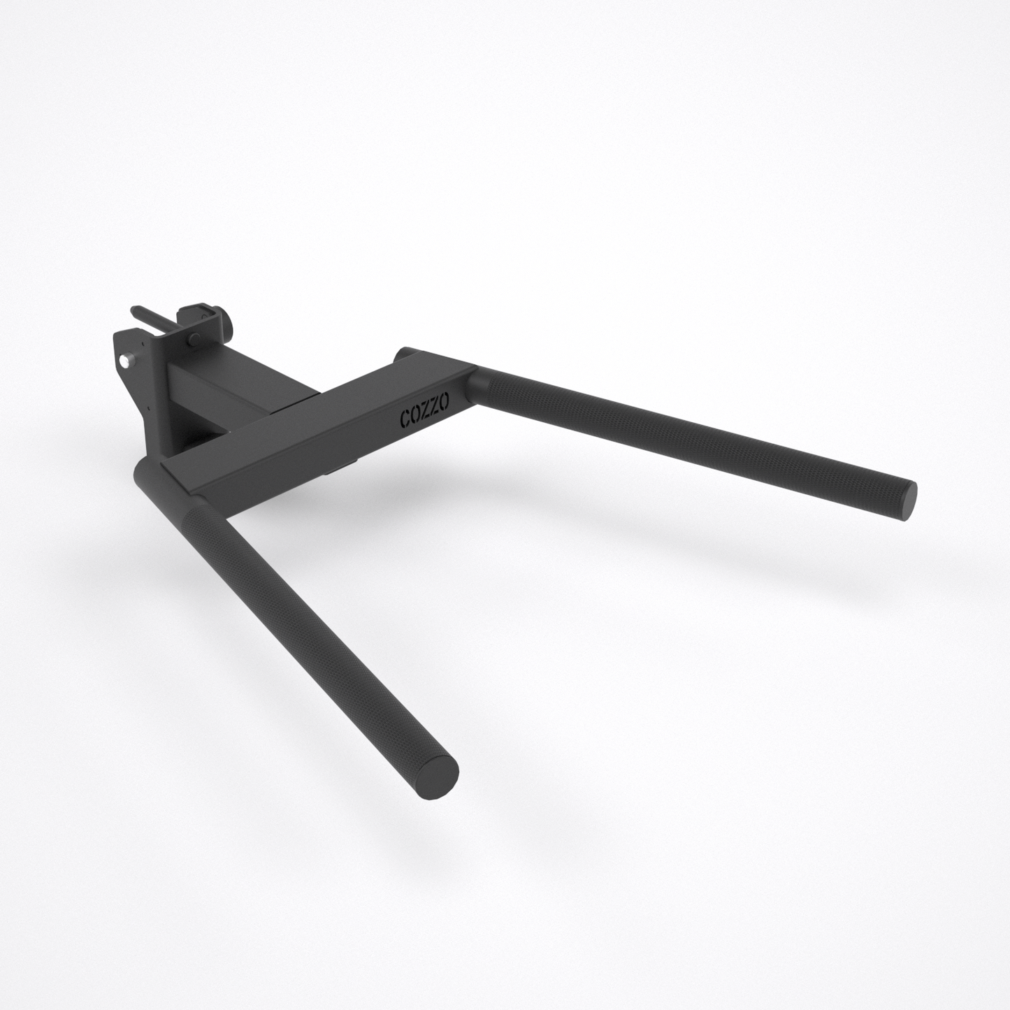Accessorio Dip Corna di Toro Pro Elite Cozzo Strength Equipment per montanti 75x75 mm, sistema a doppio pin 16mm e parallele zigrinate super grip.