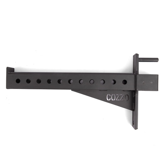 Dettaglio perno in acciaio pieno e rivestimento superiore antigraffio Safety Arms Cozzo Strength, protezione massima per la zigrinatura del bilanciere e stabilità sotto carico.