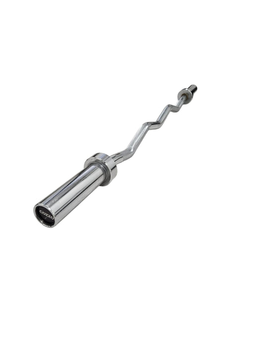 Bilanciere EZ Olimpionico 28 mm Cozzo Strength Equipment, barra sagomata per Curl bicipiti e French Press tricipiti con manicotti girevoli da 50mm.