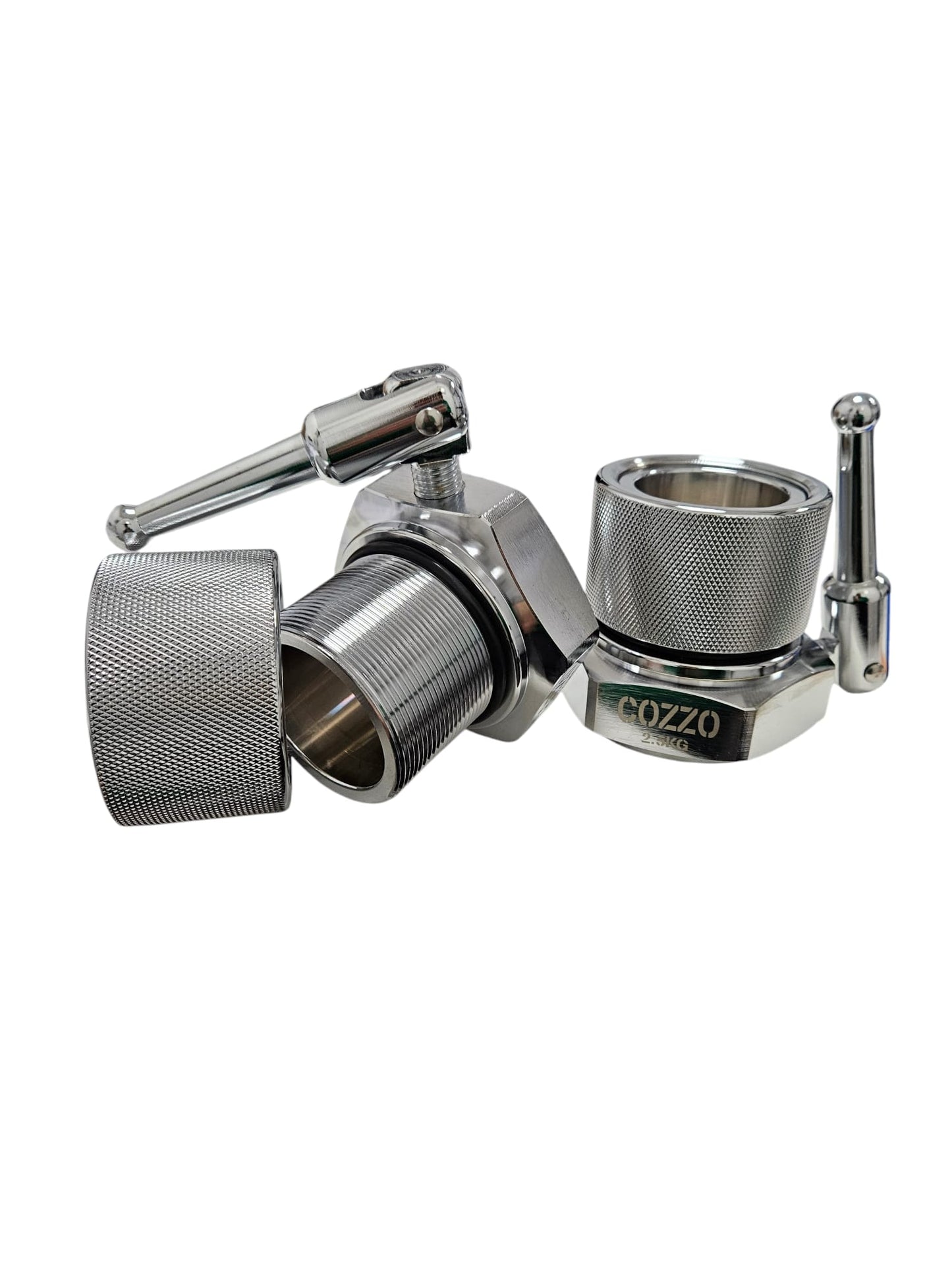 Coppia di collari da competizione in acciaio 2,5kg Cozzo Strength Equipment, fermadischi professionali certificati per Powerlifting e Weightlifting con chiusura a vite