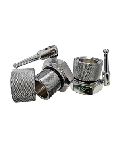 Coppia di collari da competizione in acciaio 2,5kg Cozzo Strength Equipment, fermadischi professionali certificati per Powerlifting e Weightlifting con chiusura a vite