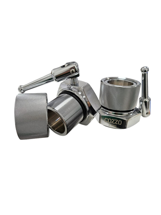 Coppia di collari da competizione in acciaio 2,5kg Cozzo Strength Equipment, fermadischi professionali certificati per Powerlifting e Weightlifting con chiusura a vite