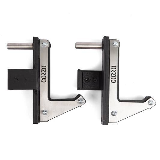 Coppia di supporti bilanciere J-Hook 2.0 Cozzo Strength Equipment, ganci professionali in acciaio per Power Rack e Rig con protezione integrale in polimero UHMW.