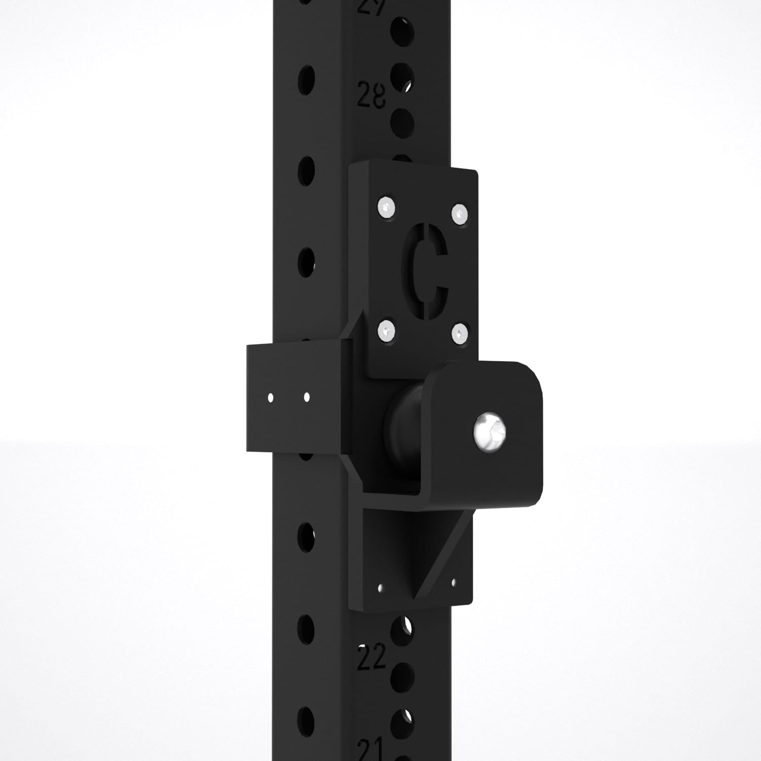 Dettaglio J-Hook Roller Pro Elite e Safety Straps per Power Rack Cozzo Strength, accessori professionali per protezione bilanciere e regolazione millimetrica.