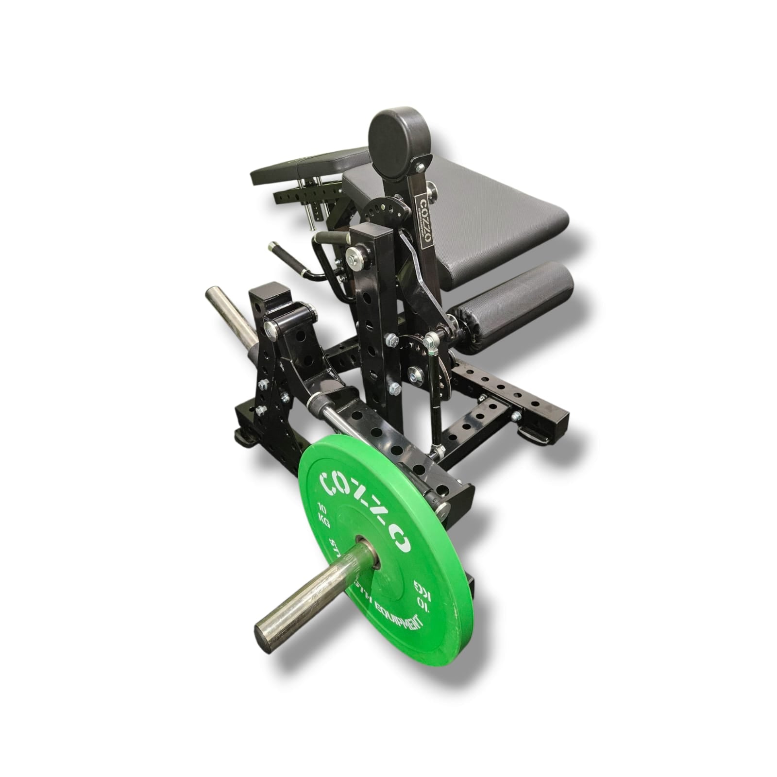 Dettaglio camme di regolazione e rulli in pelle sintetica ad alta densità Leg Extension/Curl Cozzo Strength, sistema di settaggio ergonomico per adattarsi a ogni statura.