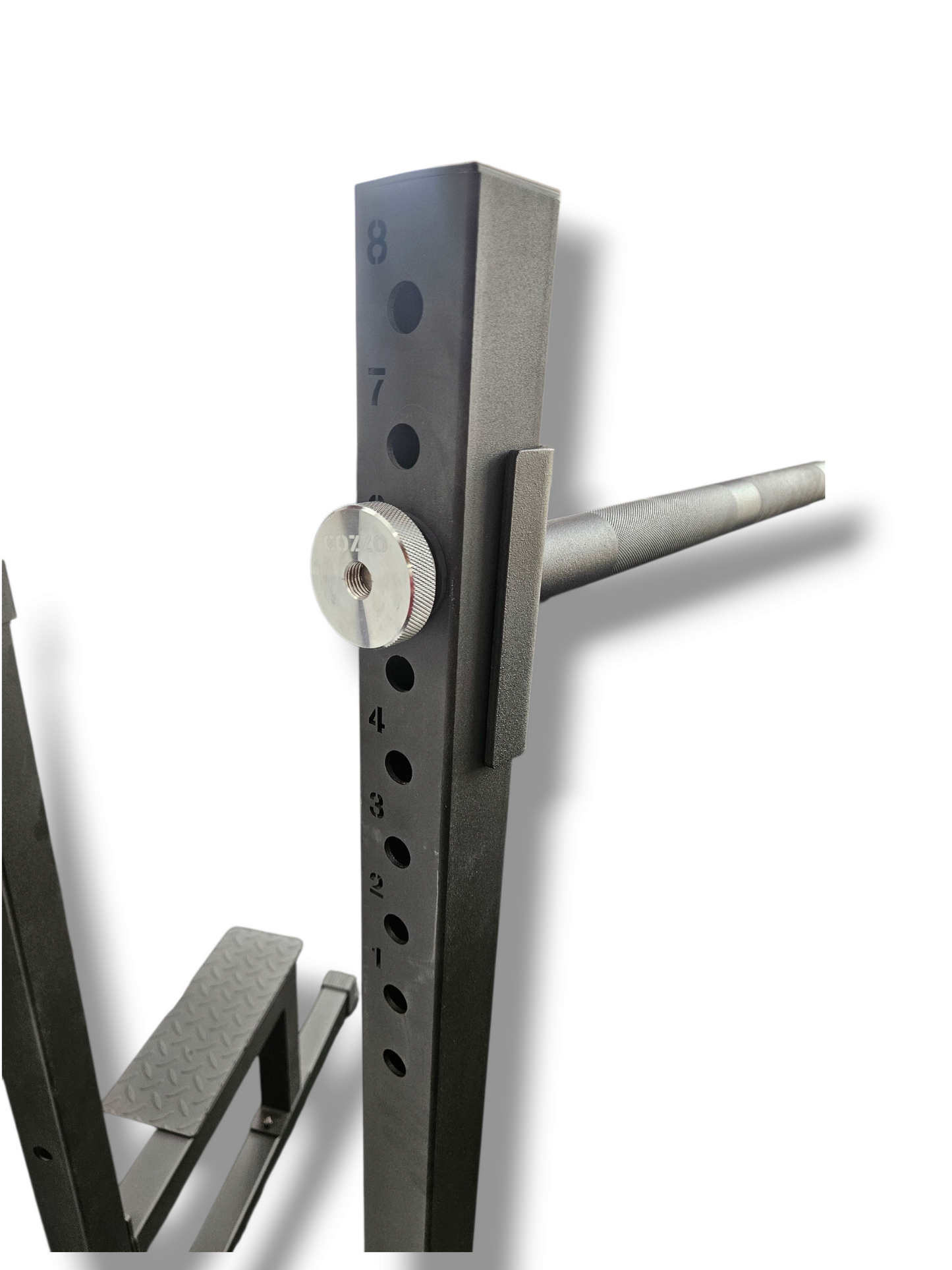 Dettaglio delle parallele con rivestimento Super Grip della Dip Station Pro Gara per una presa sicura nello streetlifting.