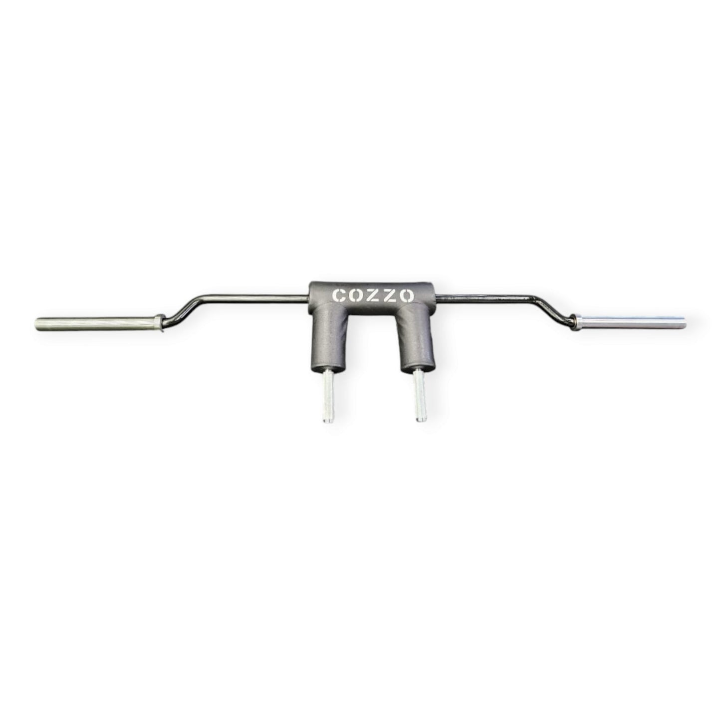 Dettaglio imbottitura ergonomica e manicotti olimpici 50mm Safety Squat Bar Pro Cozzo Strength, bilanciere da 35,5kg per carichi estremi e massima stabilità.