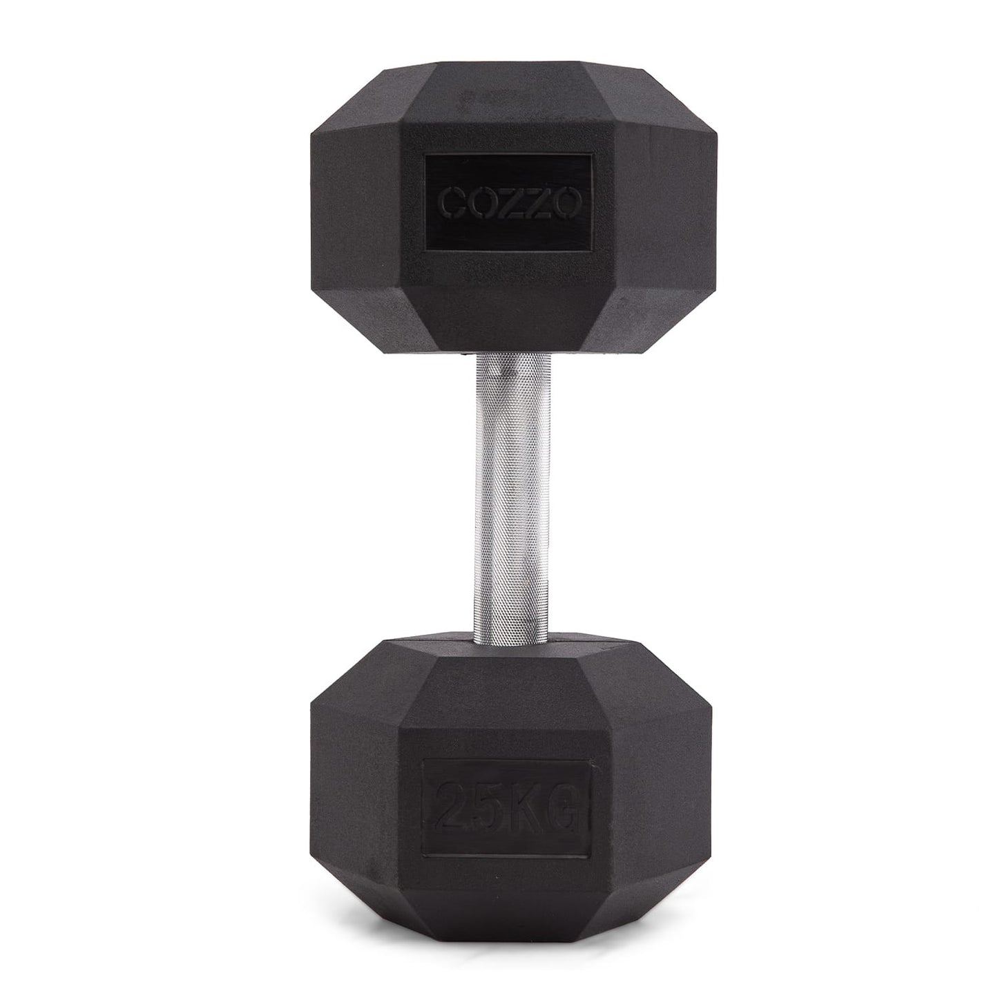 Dettaglio impugnatura in acciaio zigrinato manubrio 25 kg Cozzo Strength