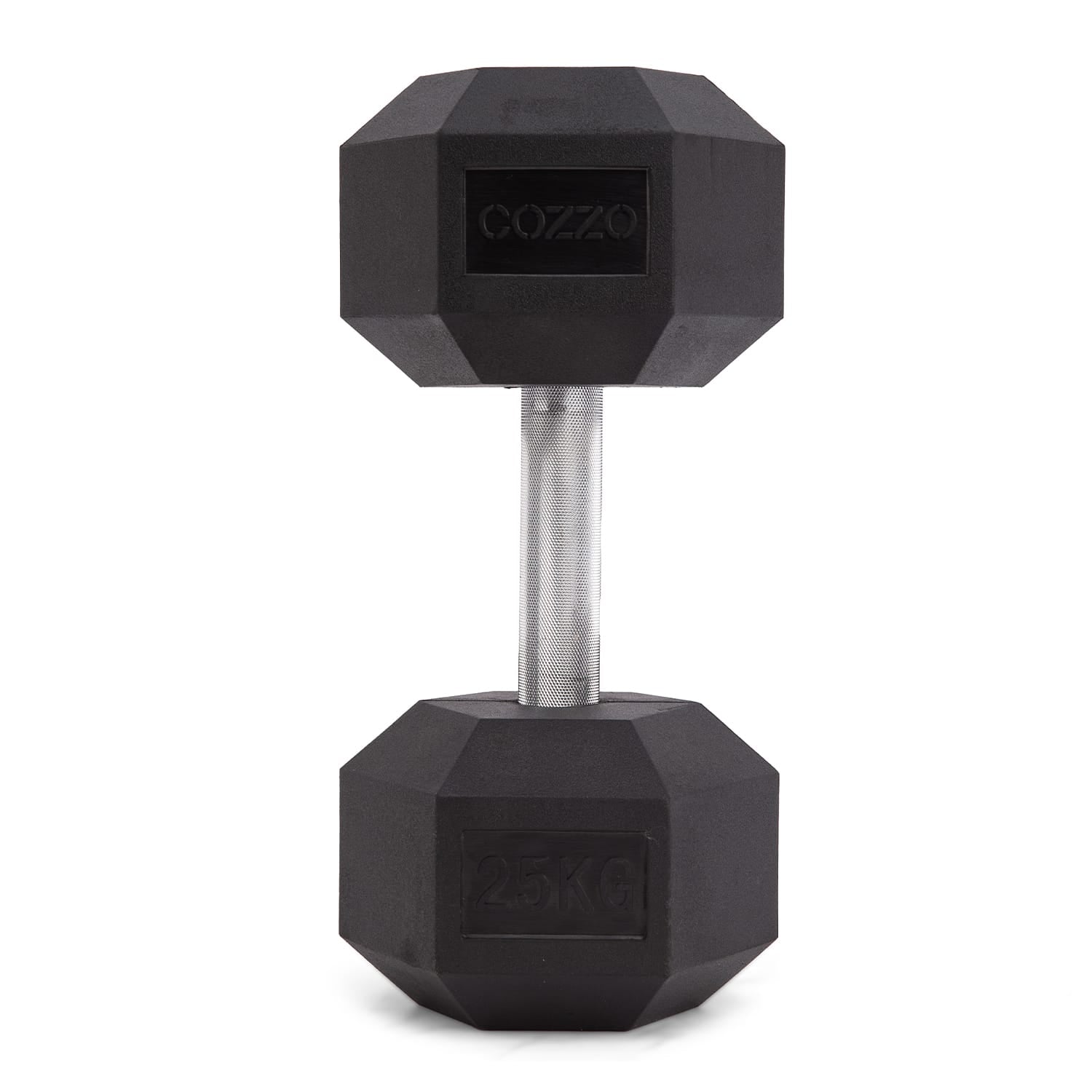 Dettaglio impugnatura in acciaio zigrinato manubrio 25 kg Cozzo Strength