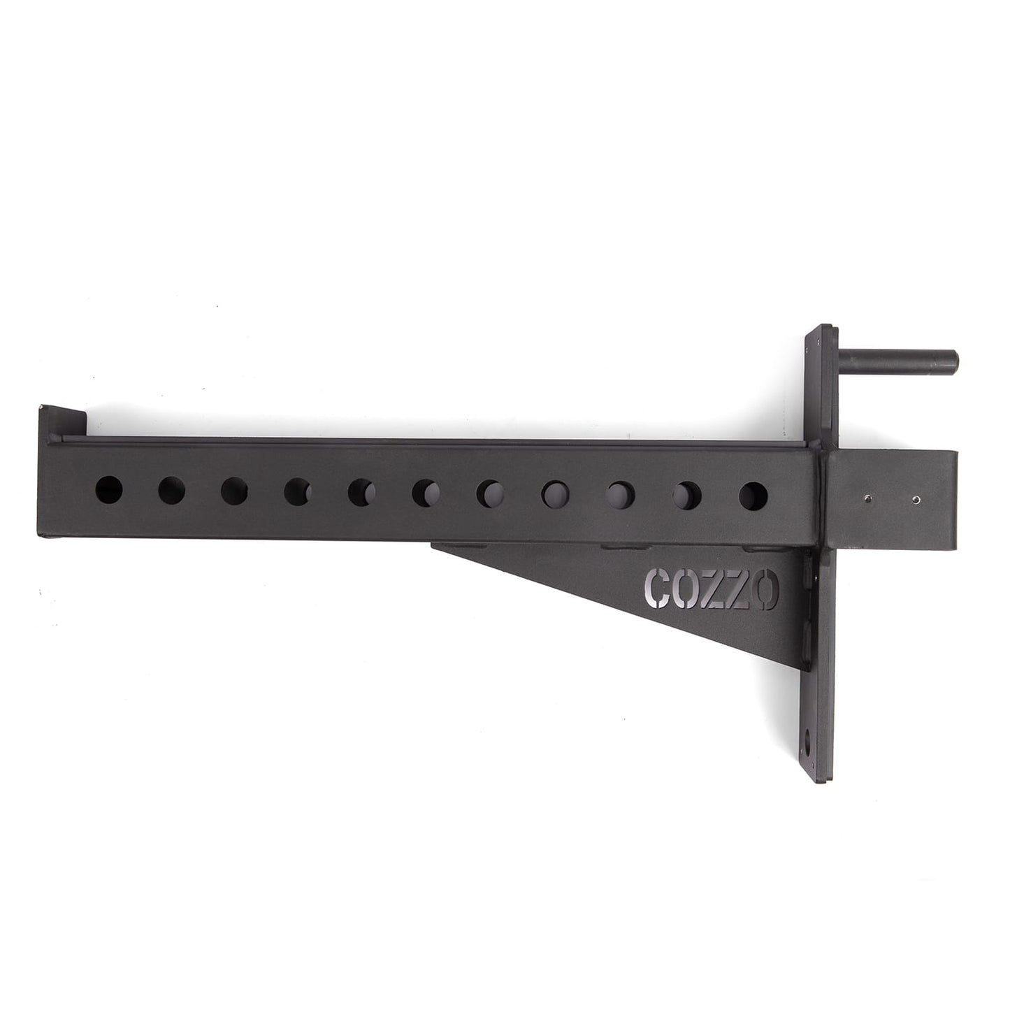 Dettaglio perno in acciaio pieno e rivestimento superiore antigraffio Safety Arms Cozzo Strength, protezione massima per la zigrinatura del bilanciere e stabilità sotto carico.
