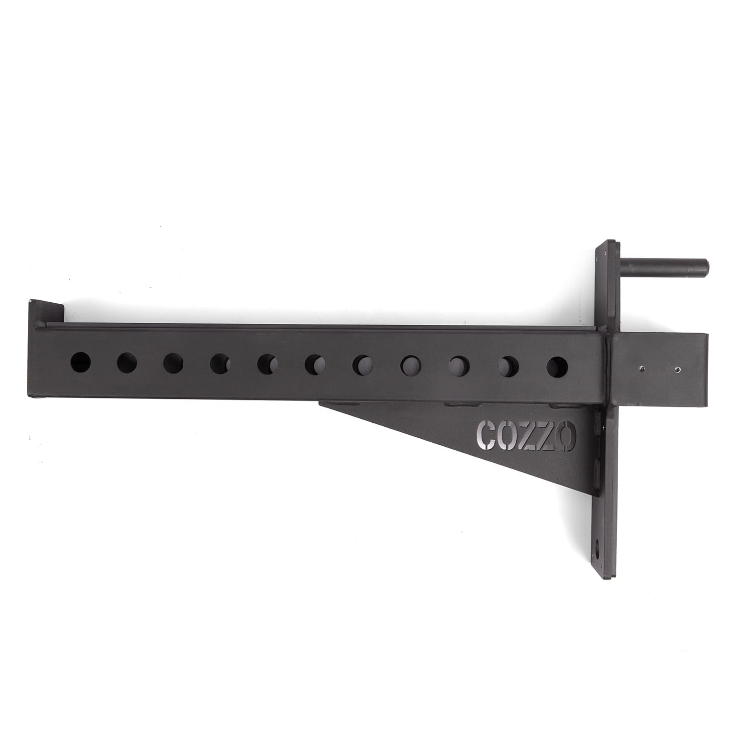 Dettaglio perno in acciaio pieno e rivestimento superiore antigraffio Safety Arms Cozzo Strength, protezione massima per la zigrinatura del bilanciere e stabilità sotto carico.