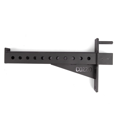 Dettaglio perno in acciaio pieno e rivestimento superiore antigraffio Safety Arms Cozzo Strength, protezione massima per la zigrinatura del bilanciere e stabilità sotto carico.