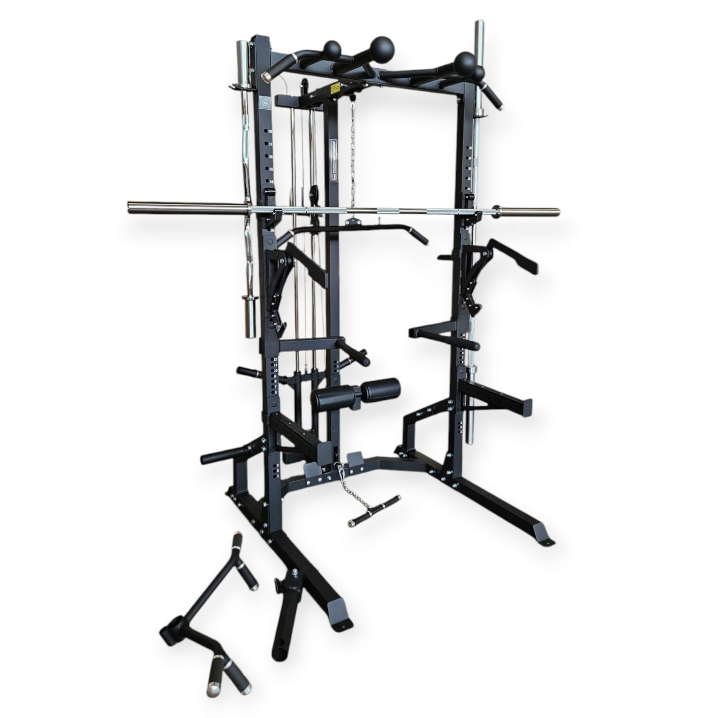 Half Rack PRO Multistazione Cozzo Strength Equipment con Lat Machine integrata, stazione rack professionale con carrucole alta e bassa per Bodybuilding e Home Gym