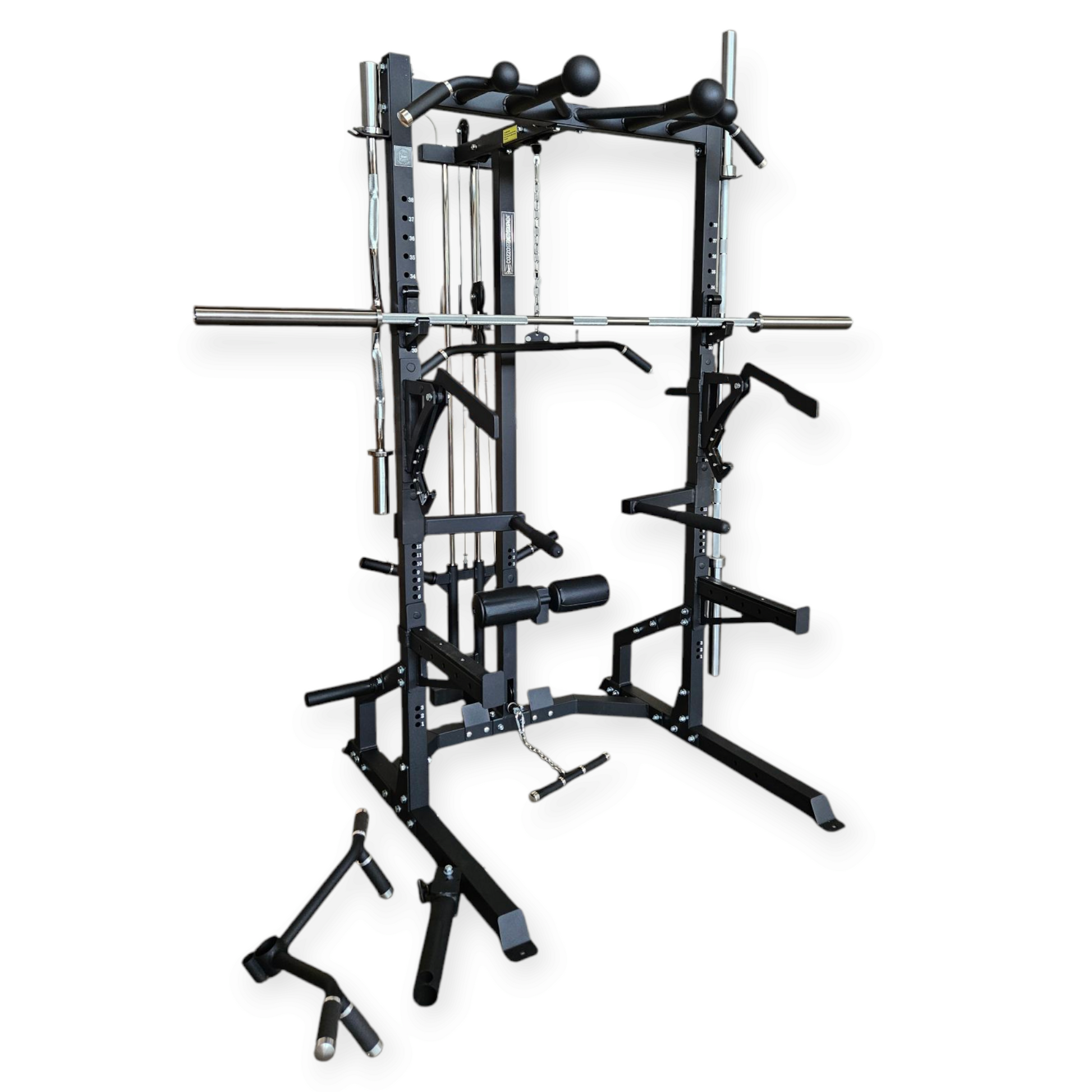 Half Rack PRO Multistazione Cozzo Strength Equipment con Lat Machine integrata, stazione rack professionale con carrucole alta e bassa per Bodybuilding e Home Gym