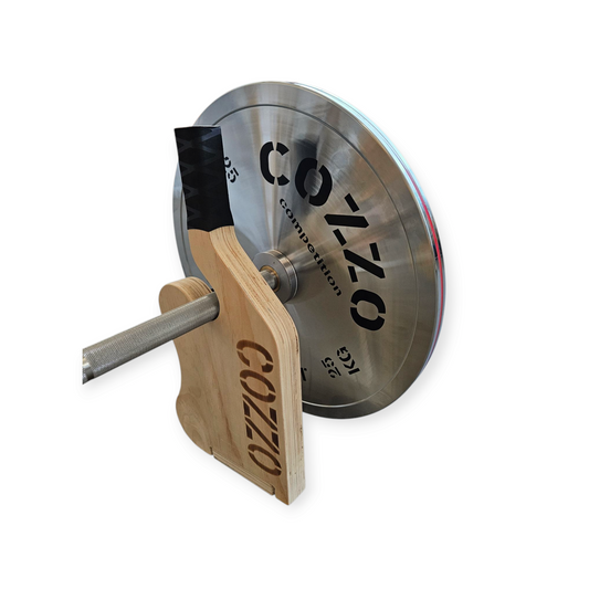 Leva da stacco in legno multistrato Cozzo Strength Equipment, mini deadlift jack per caricare e scaricare dischi dal bilanciere senza sforzo.