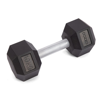 Manubrio Esagonale 10 kg Cozzo Strength - Hex Dumbbell in Gomma Alta Densità