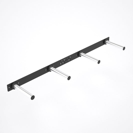 Portadischi olimpionico da parete 4 Pin 2.0 Cozzo Strength Equipment, struttura in acciaio 8mm con 8 fori di fissaggio e pin cromati.