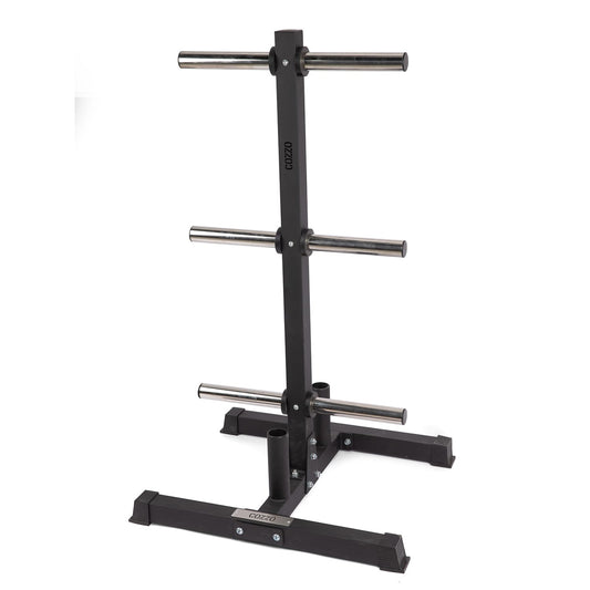 Portadischi verticale PRO 2.0 Cozzo Strength Equipment per Bumper e Calibrati, rastrelliera orizzontale a scomparti larghi per dischi olimpionici da 50mm, robusta e trasportabile.