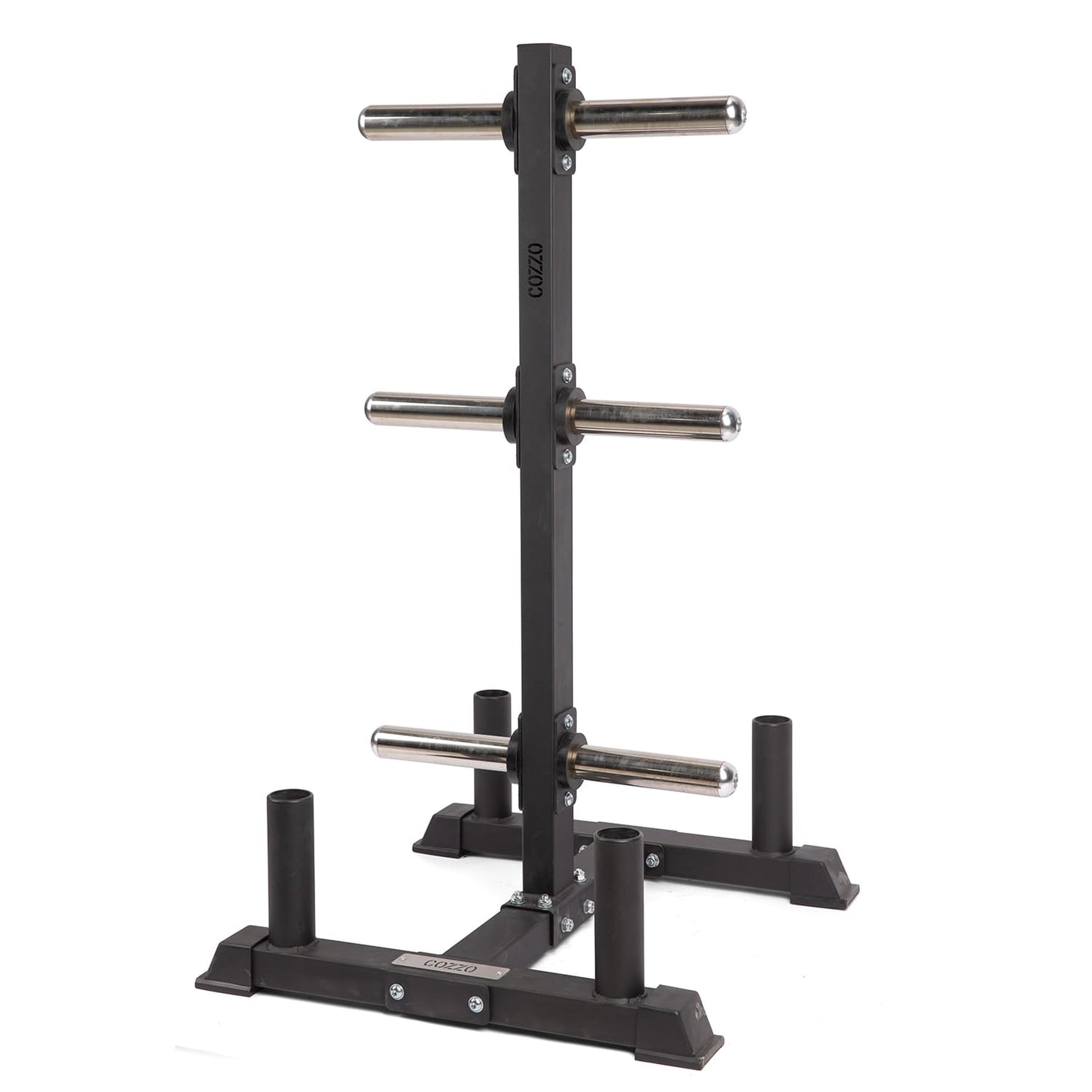 Portadischi verticale PRO 2.0 Cozzo Strength Equipment per dischi gara calibrati, rastrelliera orizzontale a scomparti per Powerlifting, design a basso profilo con ruote