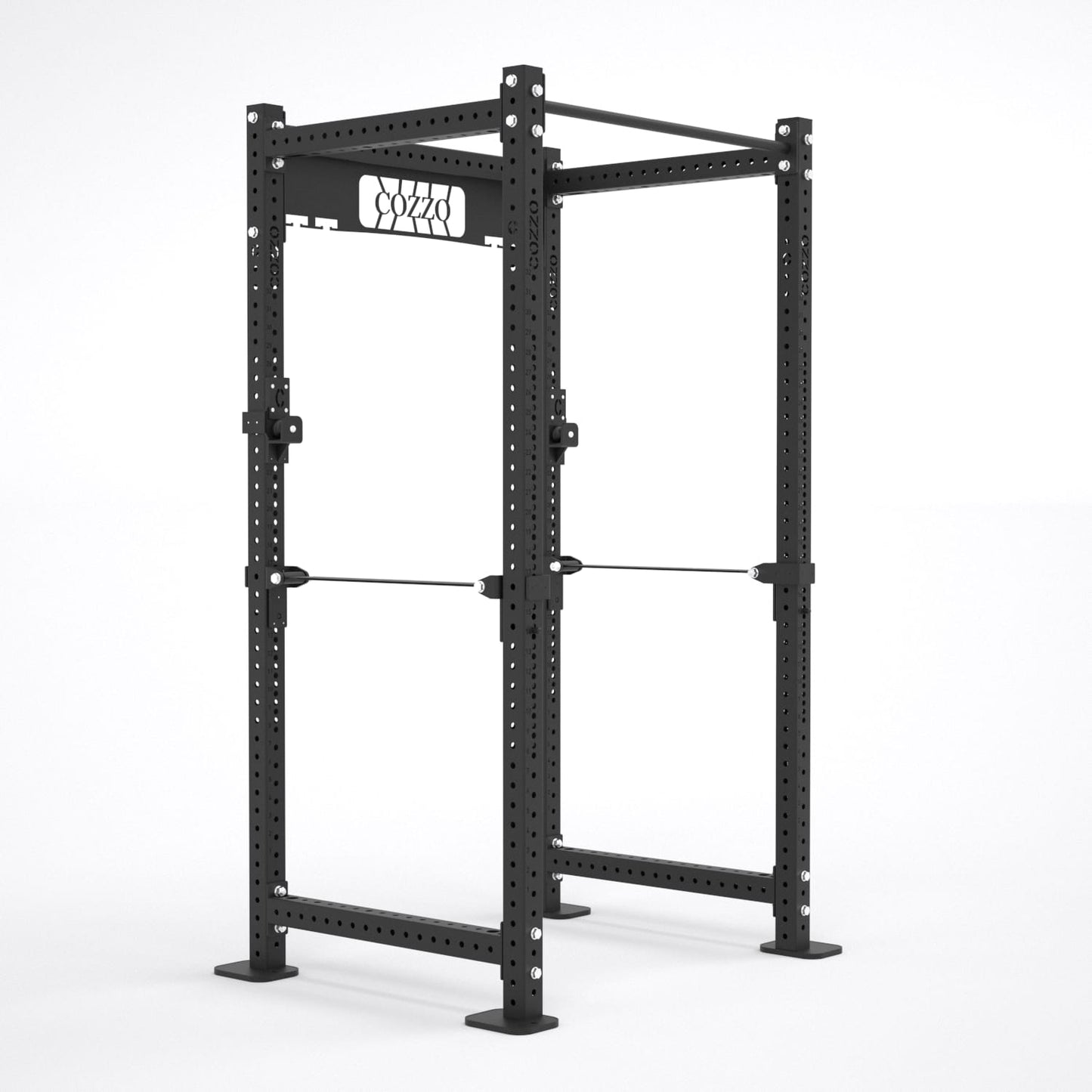 Power Rack Pro Elite 2.0 Cozzo Strength Equipment, struttura professionale 75x75x3 mm con fori numerati a laser, altezza 240,7 cm per Powerlifting e Home Gym d'élite.