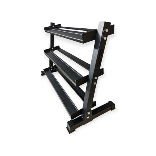 Rastrelliera manubri PRO Cozzo Strength Equipment per 10-12 coppie, supporto professionale in acciaio a due livelli per manubri esagonali o tondi, design compatto per Home Gym