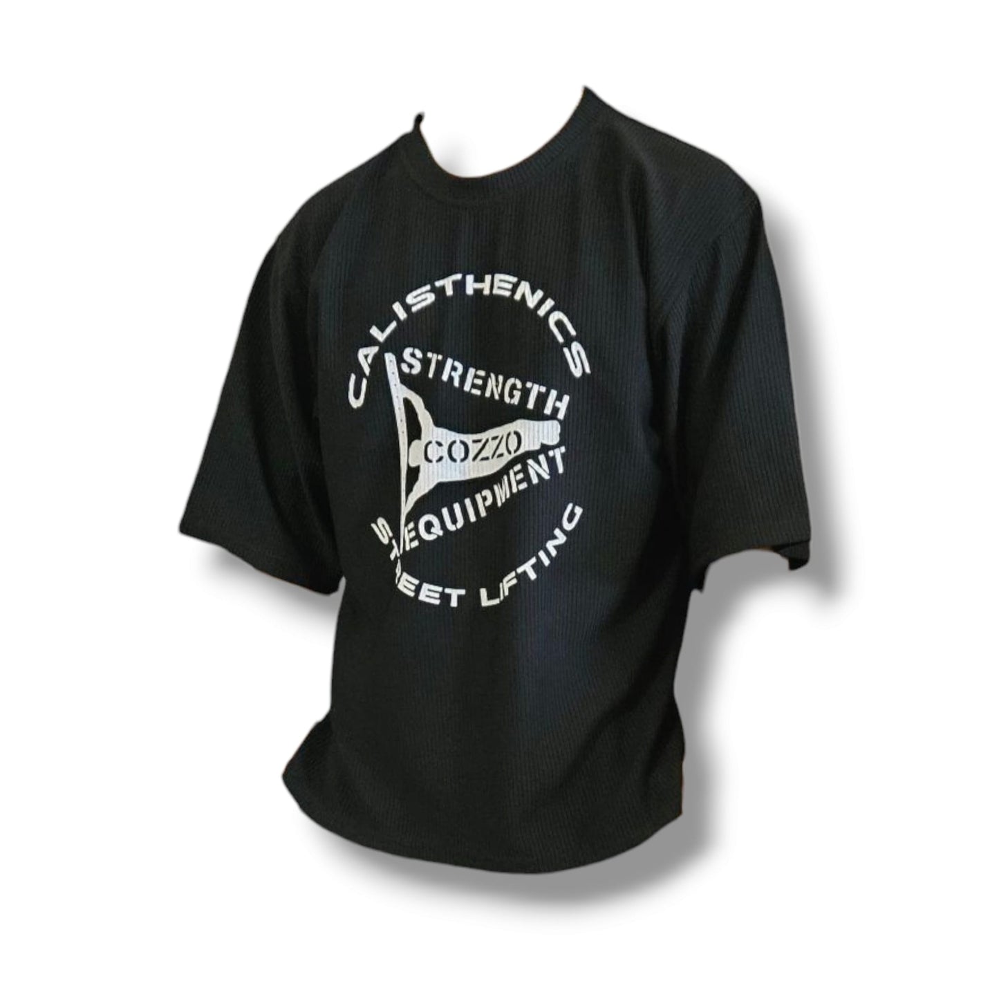 T-shirt Stondata Unisex BB Cozzo Strength Equipment - Maglia sportiva con taglio curvo moderno e logo frontale per allenamento e tempo libero.