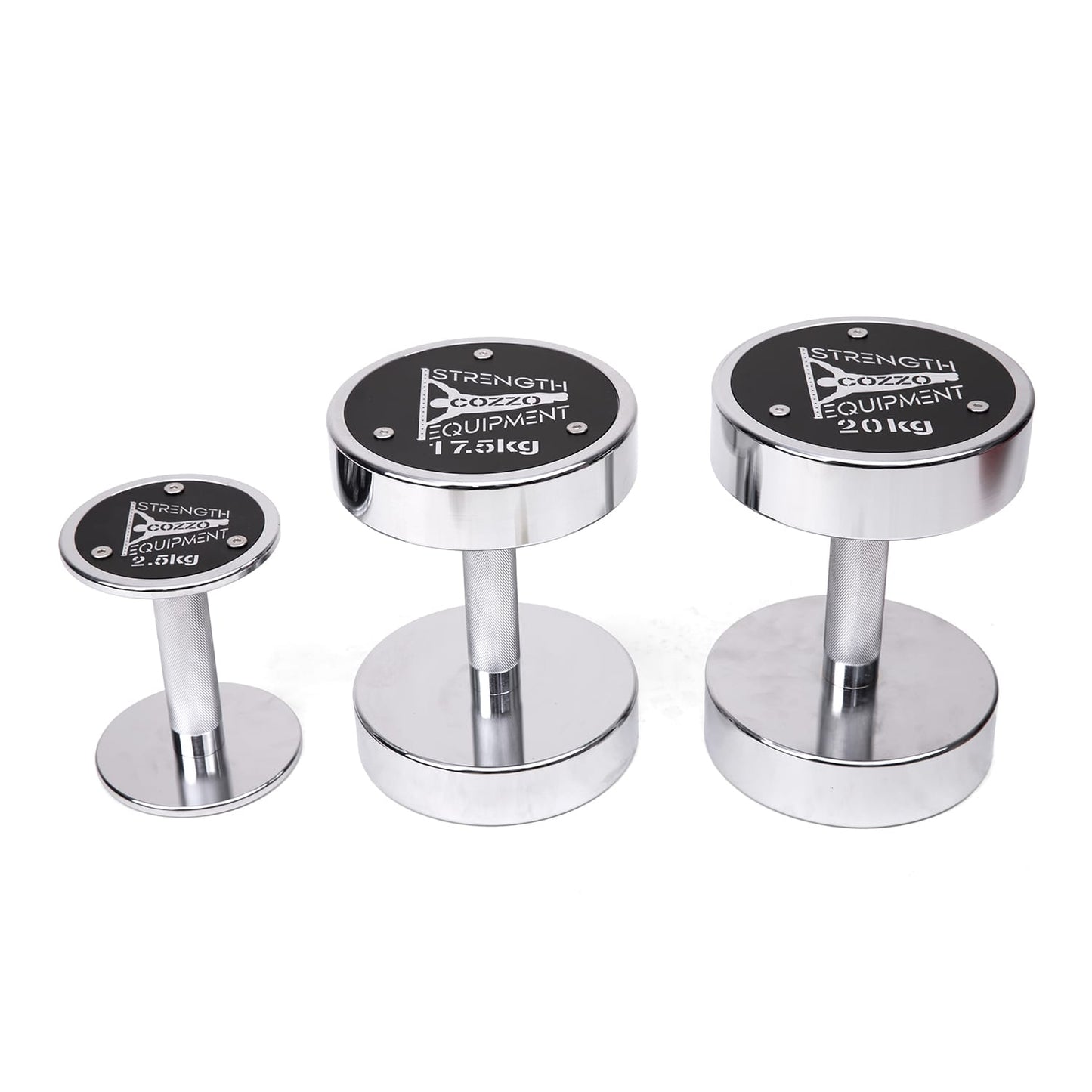 Coppia Manubri Tondi Cromati 2,5 kg Cozzo Strength - Serie Luxury per Fitness e Tonificazione