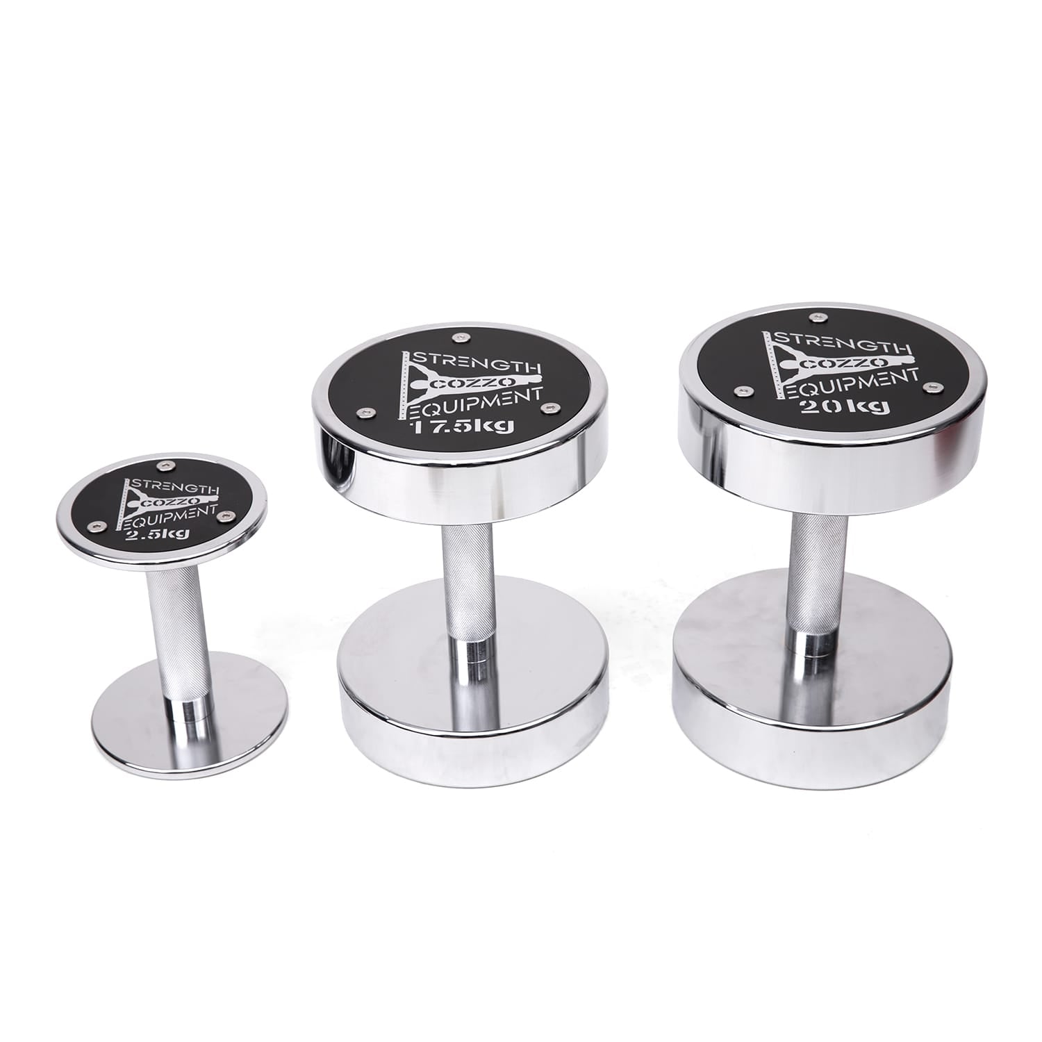 Coppia Manubri Tondi Cromati 2,5 kg Cozzo Strength - Serie Luxury per Fitness e Tonificazione