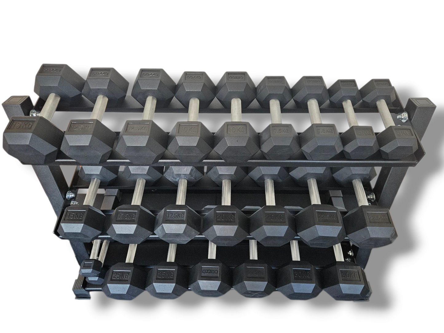 Set Manubri Esagonali Professionali (2,5 - 30 kg) + Rastrelliera – Cozzo Strength Equipment