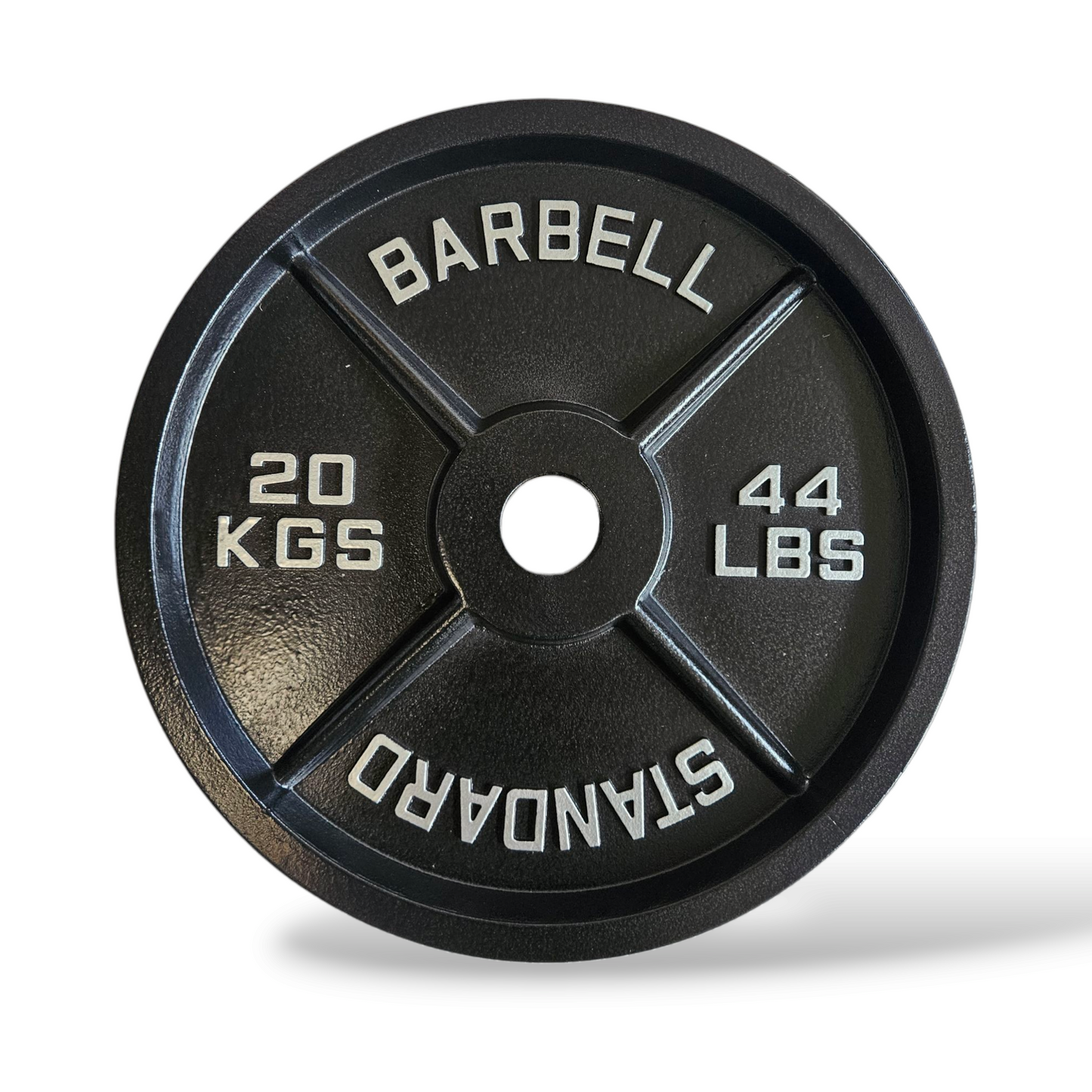 Immagine principale (frontale): Disco in ghisa nera Old School da 50 mm Cozzo Strength Equipment con scritte in rilievo e bordo smussato. 20kg